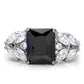TK182 - High polished (no plating) Stainless Steel Ring with AAA Grade CZ  in Jet-2