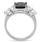 TK182 - High polished (no plating) Stainless Steel Ring with AAA Grade CZ  in Jet-3