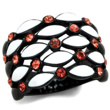 TK1832 - IP Black(Ion Plating) Stainless Steel Ring with Top Grade Crystal  in Garnet-0