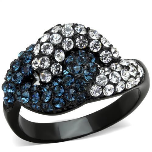 TK1833 - IP Black(Ion Plating) Stainless Steel Ring with Top Grade Crystal  in Montana-0