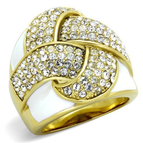 TK1848 - IP Gold(Ion Plating) Stainless Steel Ring with Top Grade Crystal  in Clear-0