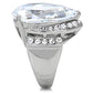 TK184 - High polished (no plating) Stainless Steel Ring with AAA Grade CZ  in Clear-4