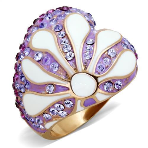 TK1850 - IP Rose Gold(Ion Plating) Stainless Steel Ring with Top Grade Crystal  in Multi Color-0