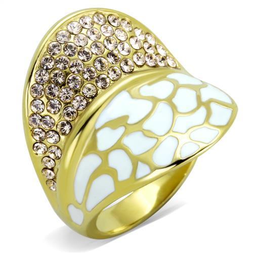 TK1851 - IP Gold(Ion Plating) Stainless Steel Ring with Top Grade Crystal  in Clear-0