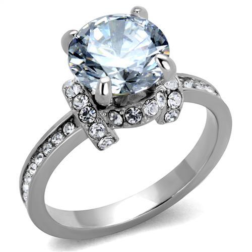 TK1859 - No Plating Stainless Steel Ring with AAA Grade CZ  in Clear-0