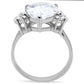TK186 - High polished (no plating) Stainless Steel Ring with AAA Grade CZ  in Clear-3