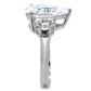 TK186 - High polished (no plating) Stainless Steel Ring with AAA Grade CZ  in Clear-4