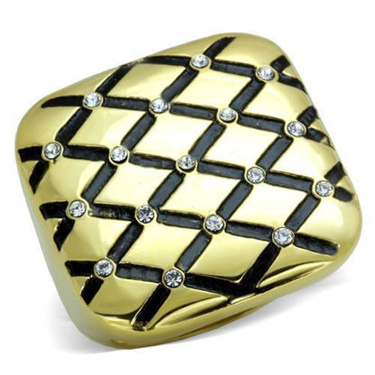 TK1886 - IP Gold(Ion Plating) Stainless Steel Ring with Top Grade Crystal  in Clear-0