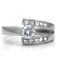 TK189 - High polished (no plating) Stainless Steel Ring with AAA Grade CZ  in Clear-2