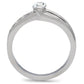 TK190 - High polished (no plating) Stainless Steel Ring with AAA Grade CZ  in Clear-3