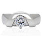 TK191 - High polished (no plating) Stainless Steel Ring with AAA Grade CZ  in Clear-2