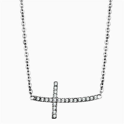 TK1931 - High polished (no plating) Stainless Steel Necklace with Top Grade Crystal  in Clear-0