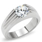 TK193 - High polished (no plating) Stainless Steel Ring with AAA Grade CZ  in Clear-0