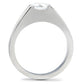 TK193 - High polished (no plating) Stainless Steel Ring with AAA Grade CZ  in Clear-3