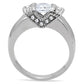 TK194 - High polished (no plating) Stainless Steel Ring with AAA Grade CZ  in Clear-3