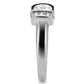 TK194 - High polished (no plating) Stainless Steel Ring with AAA Grade CZ  in Clear-4