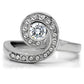 TK195 - High polished (no plating) Stainless Steel Ring with AAA Grade CZ  in Clear-2