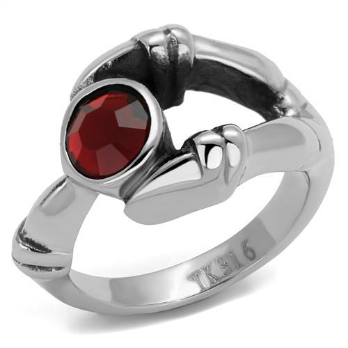 TK1970 - High polished (no plating) Stainless Steel Ring with Top Grade Crystal  in Siam-0