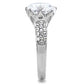 TK197 - High polished (no plating) Stainless Steel Ring with AAA Grade CZ  in Clear-4