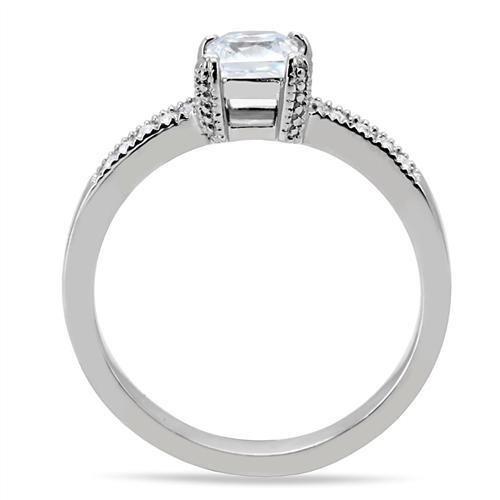 TK199 - High polished (no plating) Stainless Steel Ring with AAA Grade CZ  in Clear-3