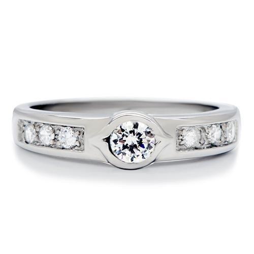 TK200 - High polished (no plating) Stainless Steel Ring with AAA Grade CZ  in Clear-2
