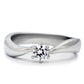 TK201 - High polished (no plating) Stainless Steel Ring with AAA Grade CZ  in Clear-2