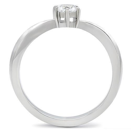 TK201 - High polished (no plating) Stainless Steel Ring with AAA Grade CZ  in Clear-3