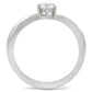 TK201 - High polished (no plating) Stainless Steel Ring with AAA Grade CZ  in Clear-3
