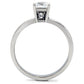 TK202 - High polished (no plating) Stainless Steel Ring with AAA Grade CZ  in Clear-3
