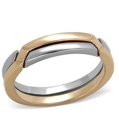 TK2031 - Two-Tone IP Rose Gold Stainless Steel Ring with No Stone-0