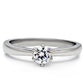 TK203 - High polished (no plating) Stainless Steel Ring with AAA Grade CZ  in Clear-2