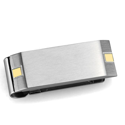 TK2069 - Two-Tone IP Gold (Ion Plating) Stainless Steel Money clip with No Stone-0
