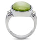 TK211 - High polished (no plating) Stainless Steel Ring with Precious Stone Conch in Apple Green color-3