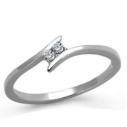 TK2121 - High polished (no plating) Stainless Steel Ring with AAA Grade CZ  in Clear-0