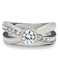 TK214 - High polished (no plating) Stainless Steel Ring with AAA Grade CZ  in Clear-2