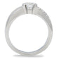 TK214 - High polished (no plating) Stainless Steel Ring with AAA Grade CZ  in Clear-3