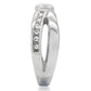 TK214 - High polished (no plating) Stainless Steel Ring with AAA Grade CZ  in Clear-4