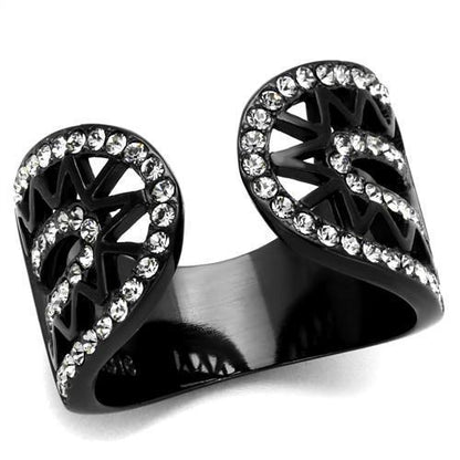 TK2166 - IP Black(Ion Plating) Stainless Steel Ring with Top Grade Crystal  in Black Diamond-0