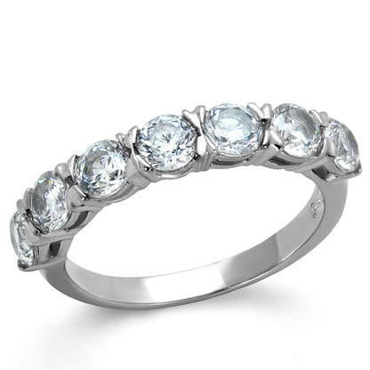 TK2182 - High polished (no plating) Stainless Steel Ring with AAA Grade CZ  in Clear-0