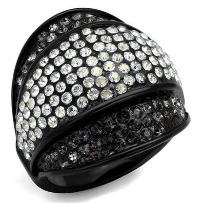 TK2200 - IP Black(Ion Plating) Stainless Steel Ring with Top Grade Crystal  in Multi Color-0