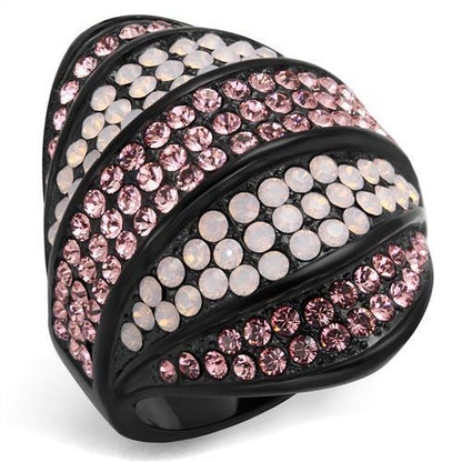 TK2201 - IP Black(Ion Plating) Stainless Steel Ring with Top Grade Crystal  in Multi Color-0