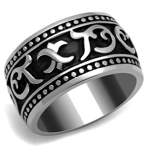 TK2233 - High polished (no plating) Stainless Steel Ring with Epoxy  in Jet-0