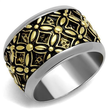 TK2237 - Two-Tone IP Gold (Ion Plating) Stainless Steel Ring with Epoxy  in Jet-0