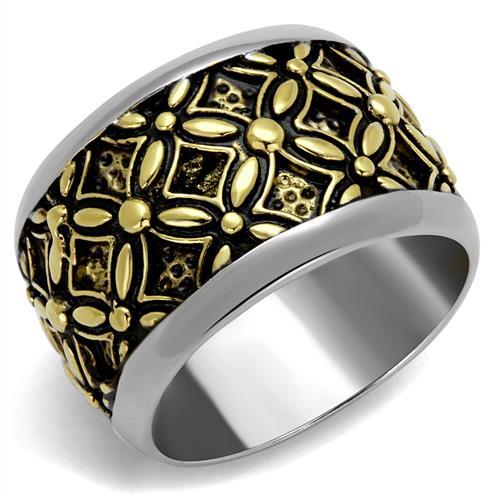TK2237 - Two-Tone IP Gold (Ion Plating) Stainless Steel Ring with Epoxy  in Jet-0