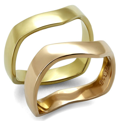 TK2265 - IP Gold & IP Rose Gold (Ion Plating) Stainless Steel Ring with No Stone-0