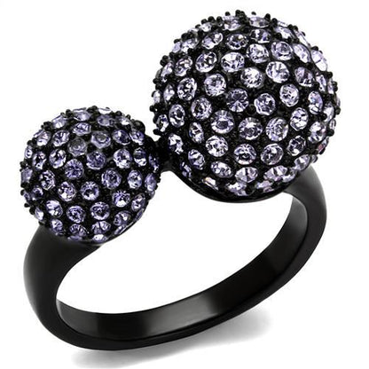 TK2285 - IP Black(Ion Plating) Stainless Steel Ring with Top Grade Crystal  in Multi Color-0