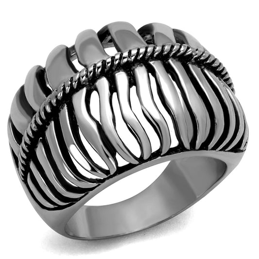 TK2341 - High polished (no plating) Stainless Steel Ring with Epoxy  in Jet-0