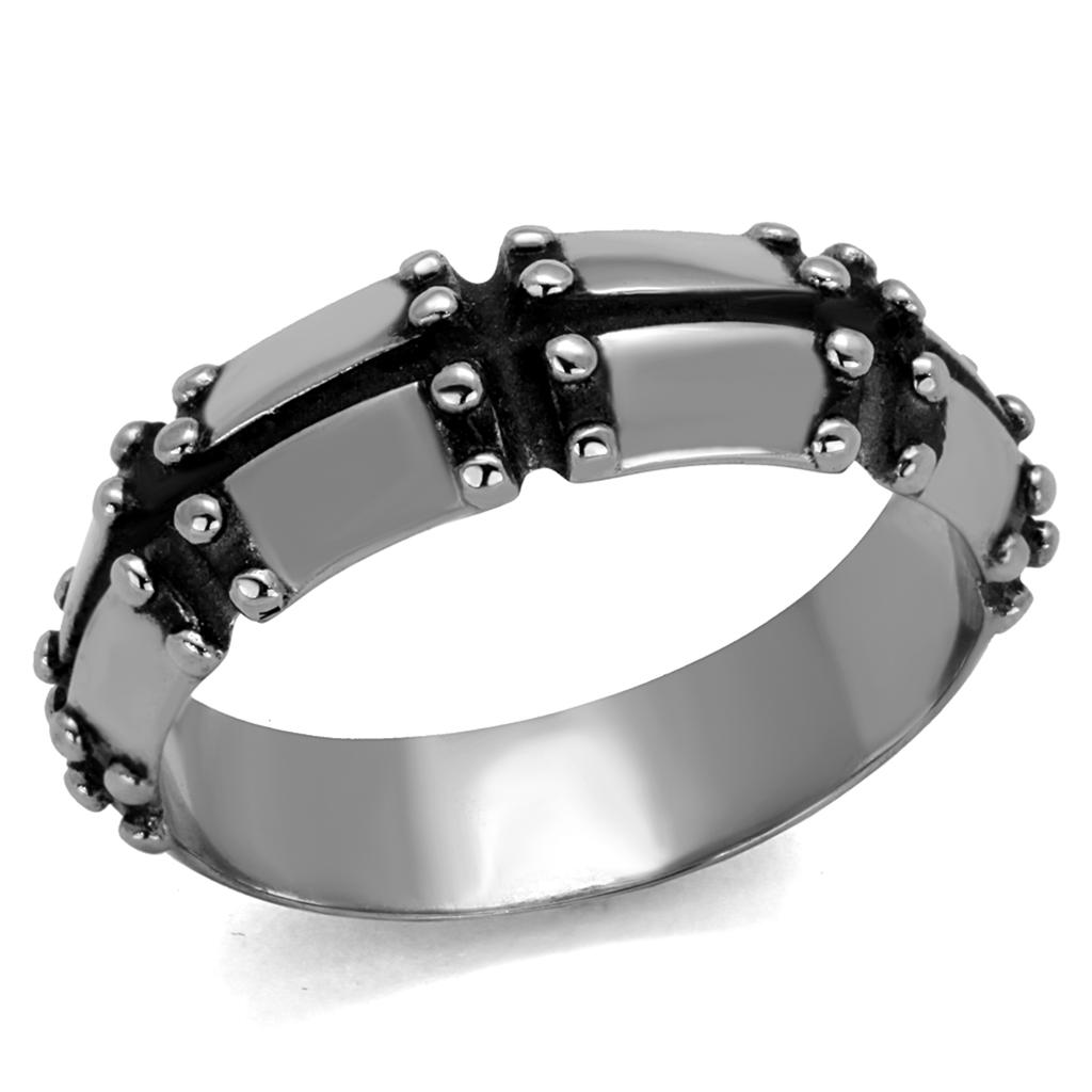TK2342 - High polished (no plating) Stainless Steel Ring with Epoxy  in Jet-0