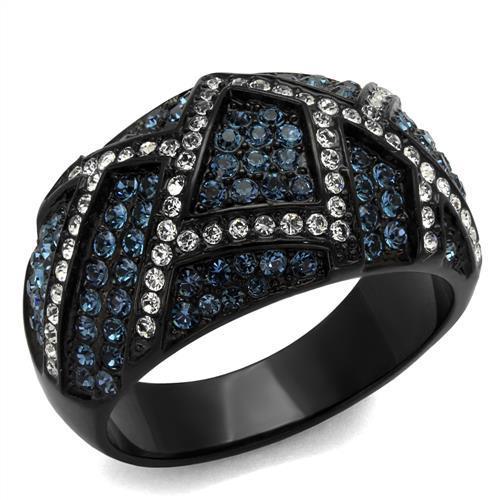 TK2353 - IP Black(Ion Plating) Stainless Steel Ring with Top Grade Crystal  in Montana-0