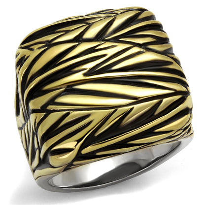 TK2370 - Two-Tone IP Gold (Ion Plating) Stainless Steel Ring with Epoxy  in Jet-0